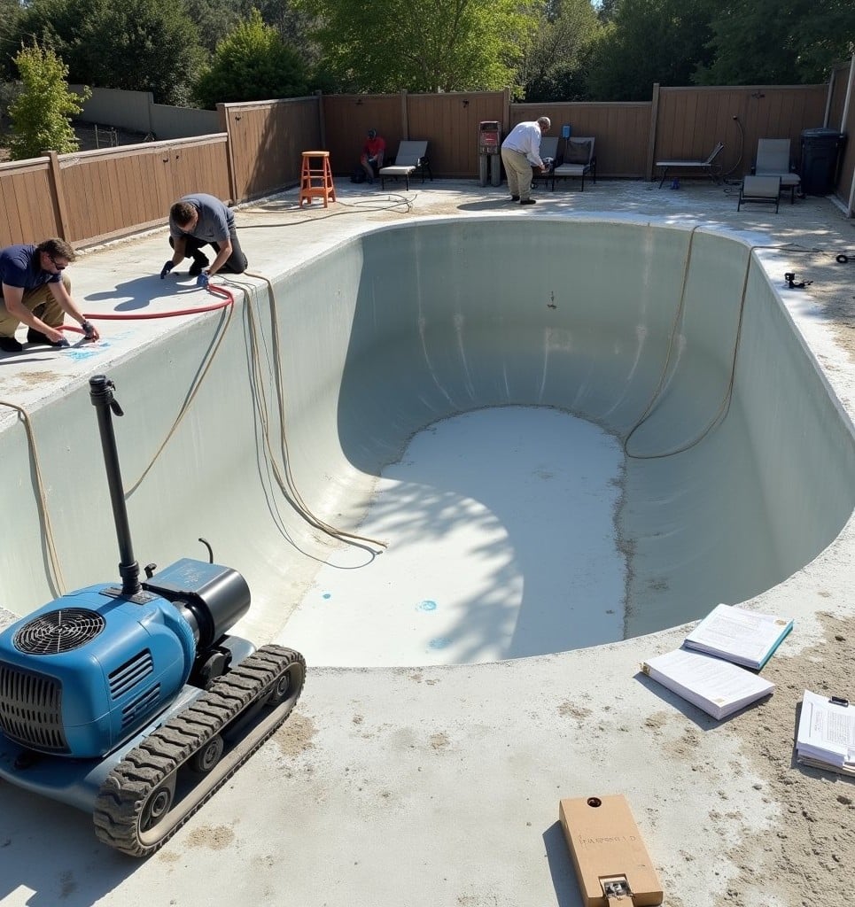 draining and surface inspection being done