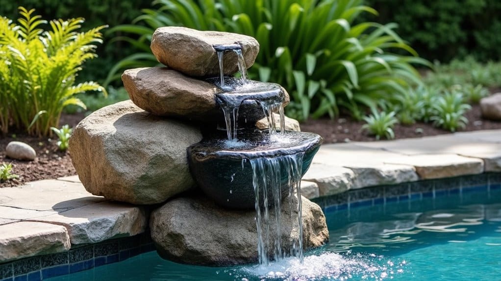 natural backyard pool fountain