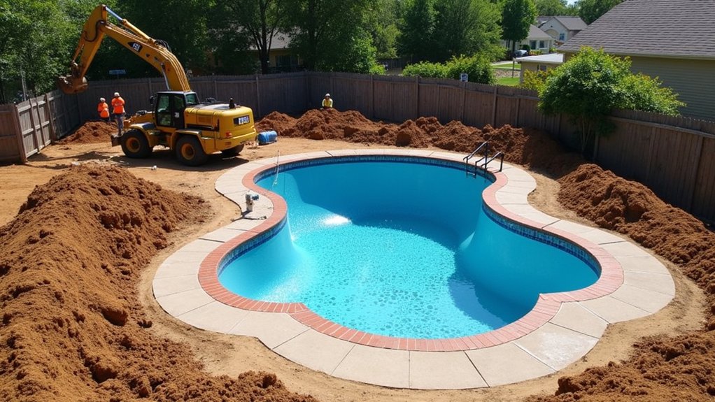 five step fiberglass pool installation